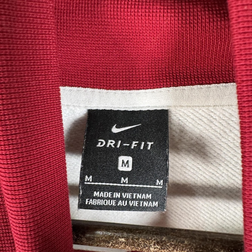 Nike Dri Fit Sweatshirt Womens Medium Gray Red Quarter Zip Just Do It Pullover - Picture 8 of 13